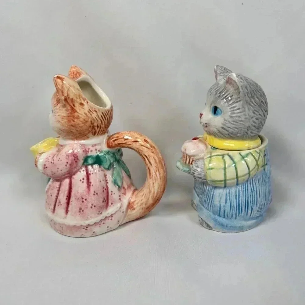 Vintage Avon Ceramic Country Purrfection Cat Creamer Sugar Set